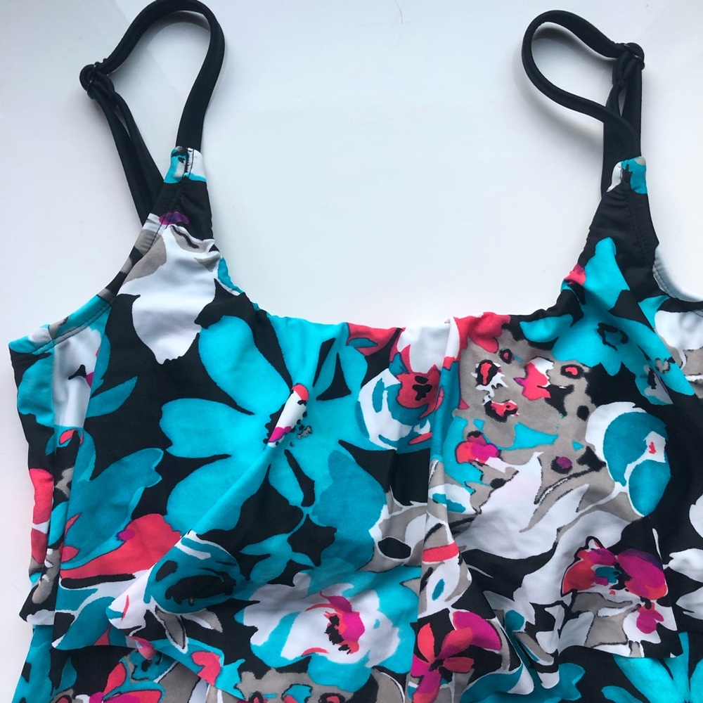NEW Maxine of Hollywood Women’s swim top in blue/black -size 10 - Picture 3 of 10